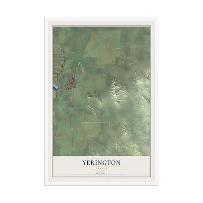 Map of Yerington, Nevada, 12 x 18 inch print in a white wood frame