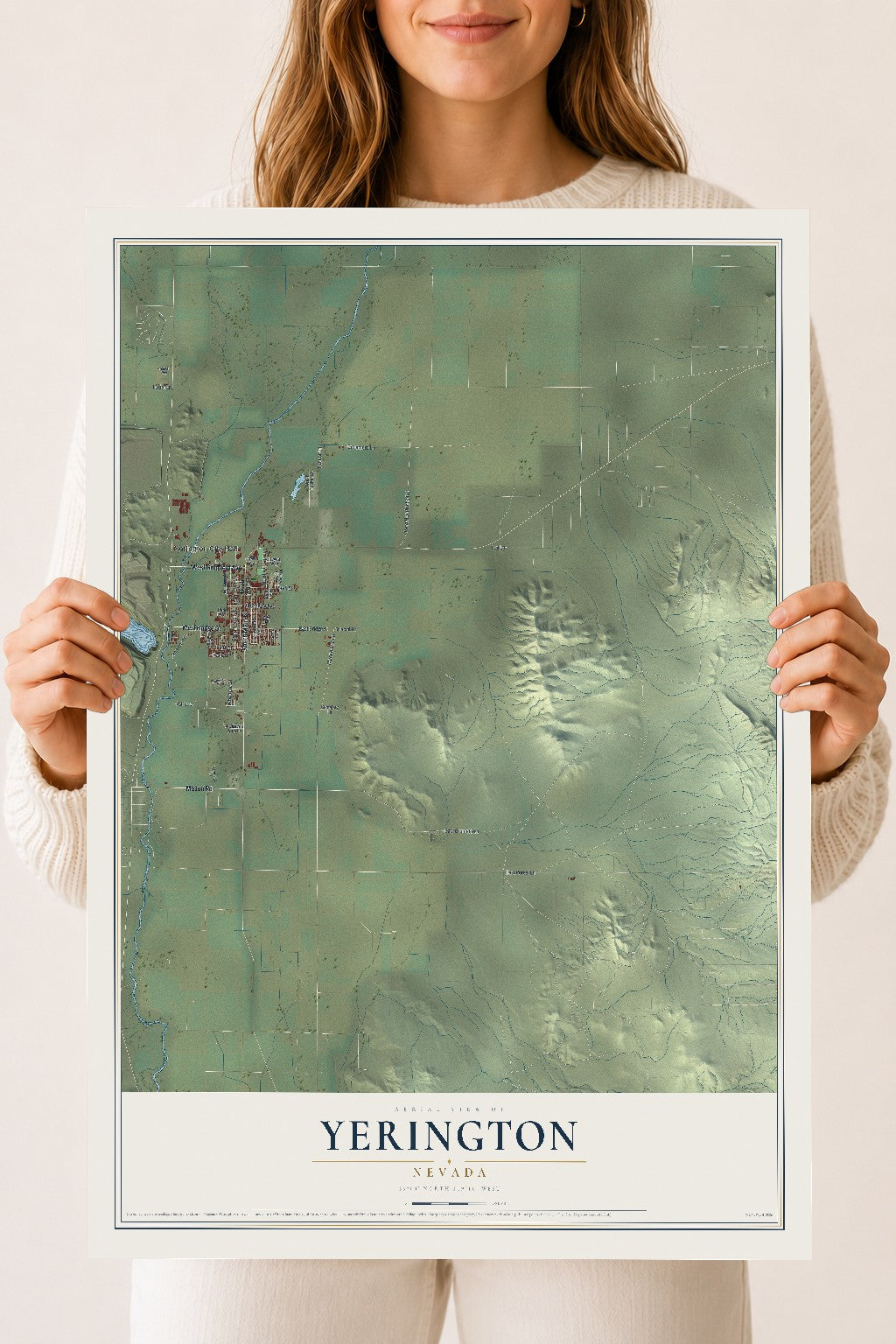 Map of Yerington, Nevada, 18 x 24 inch unframed archival matte print