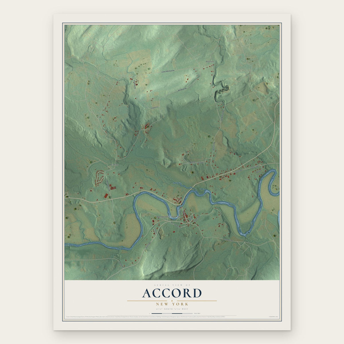 Accord, New York map print, the full design