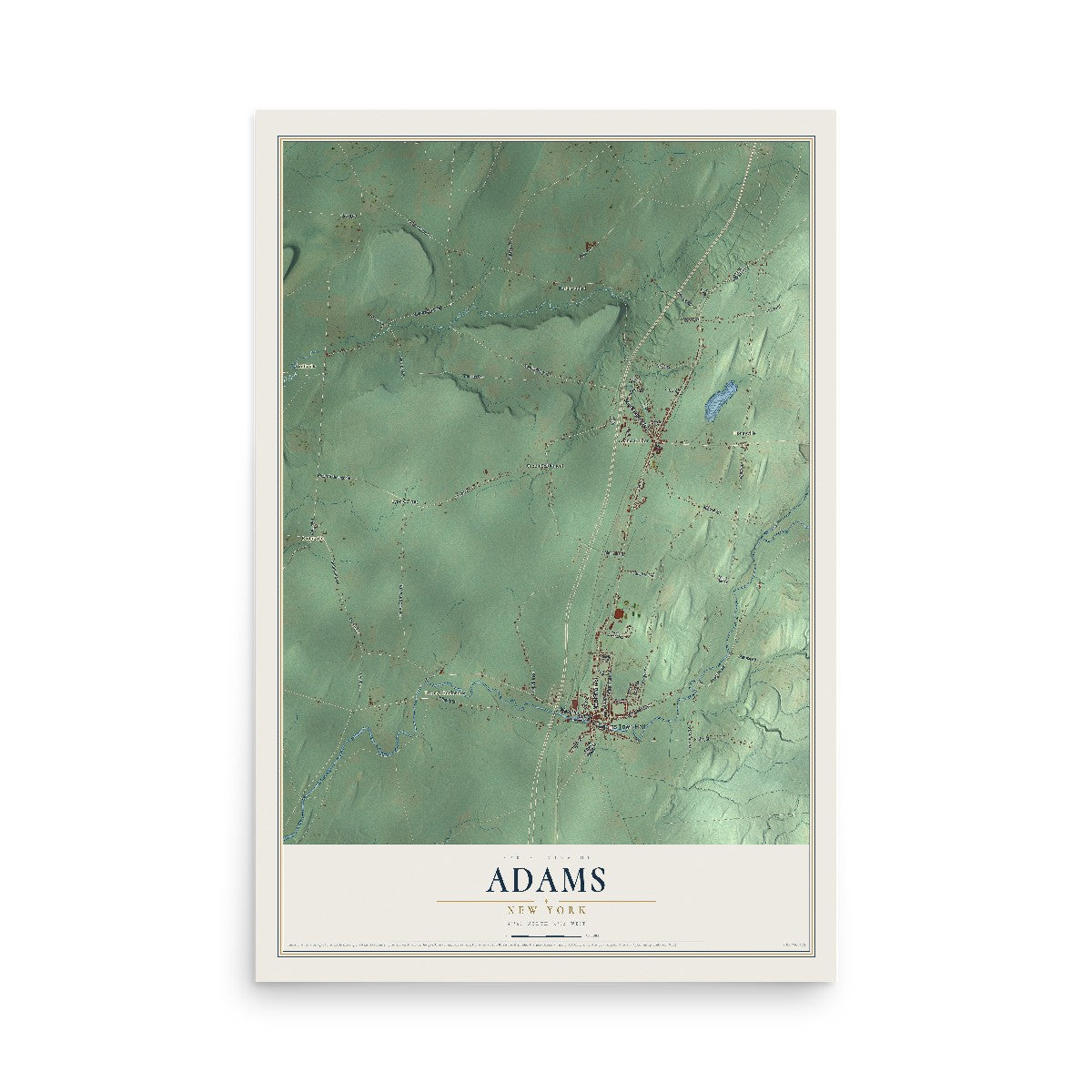 Adams, New York map print, 12" x 18" Archival Matte Print mockup
