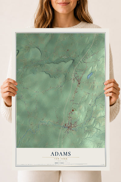 Adams, New York map print, 18" x 24" Archival Matte Print mockup