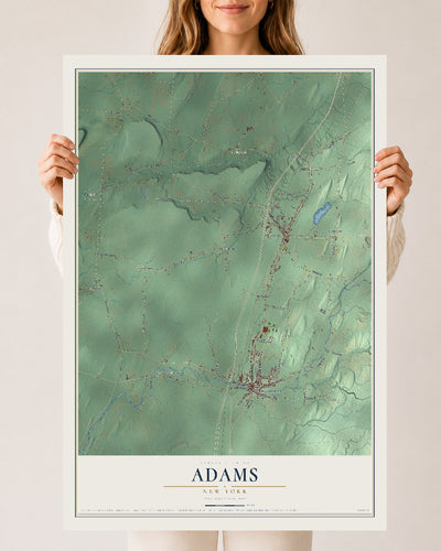 Adams, New York map print, 24" x 36" Archival Matte Print mockup
