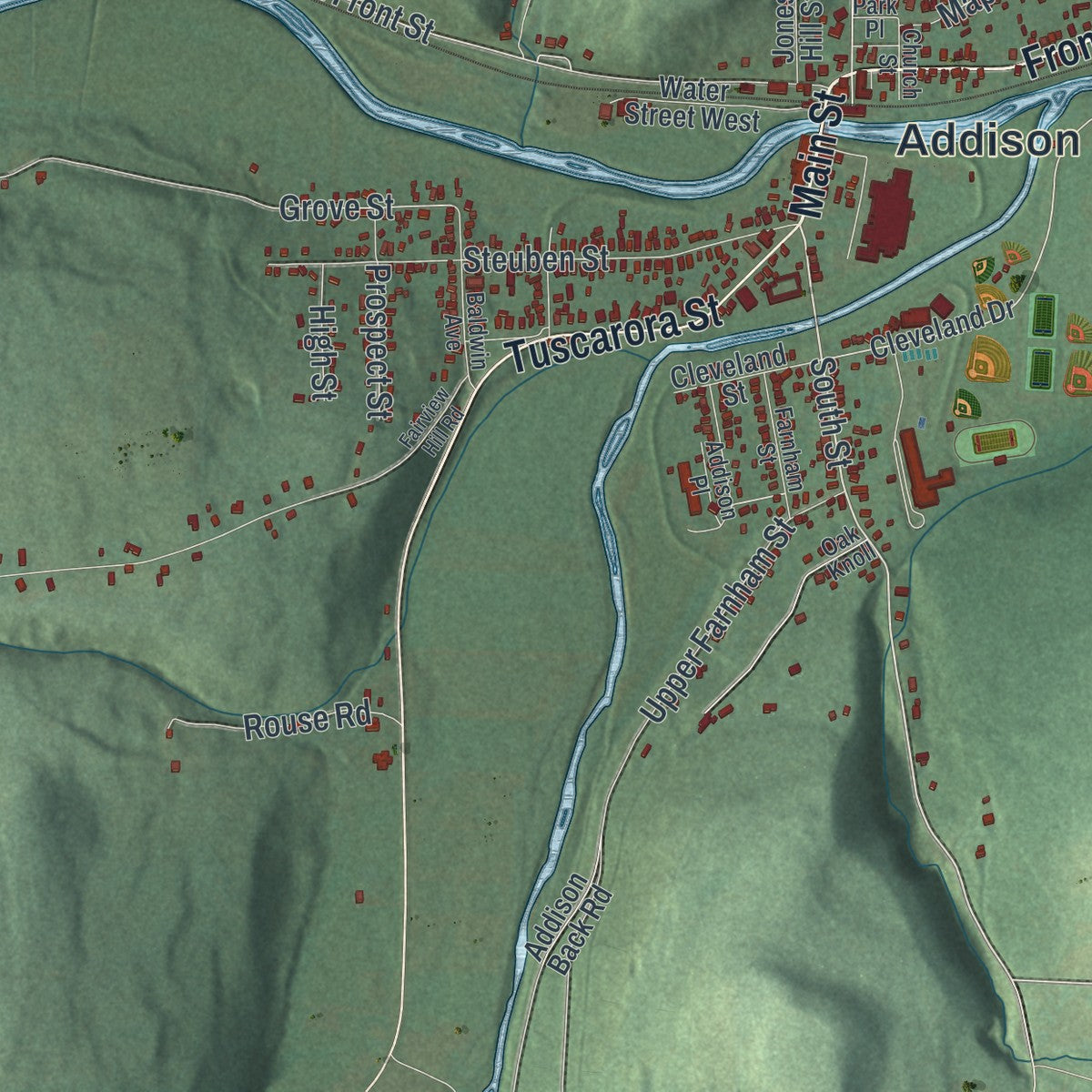 Close-up 1 of the Addison, New York map artwork
