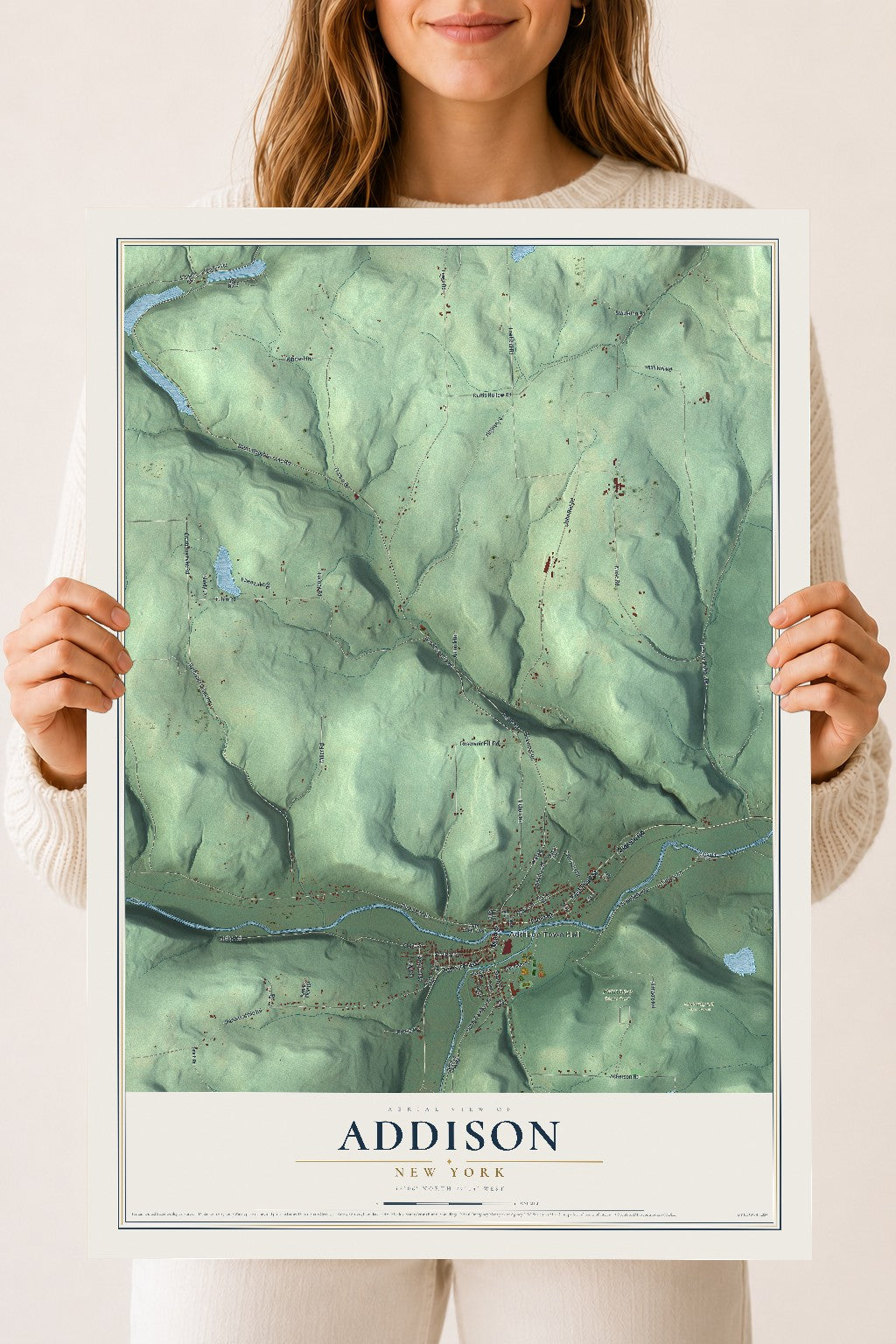 Addison, New York map print, 18" x 24" Archival Matte Print mockup