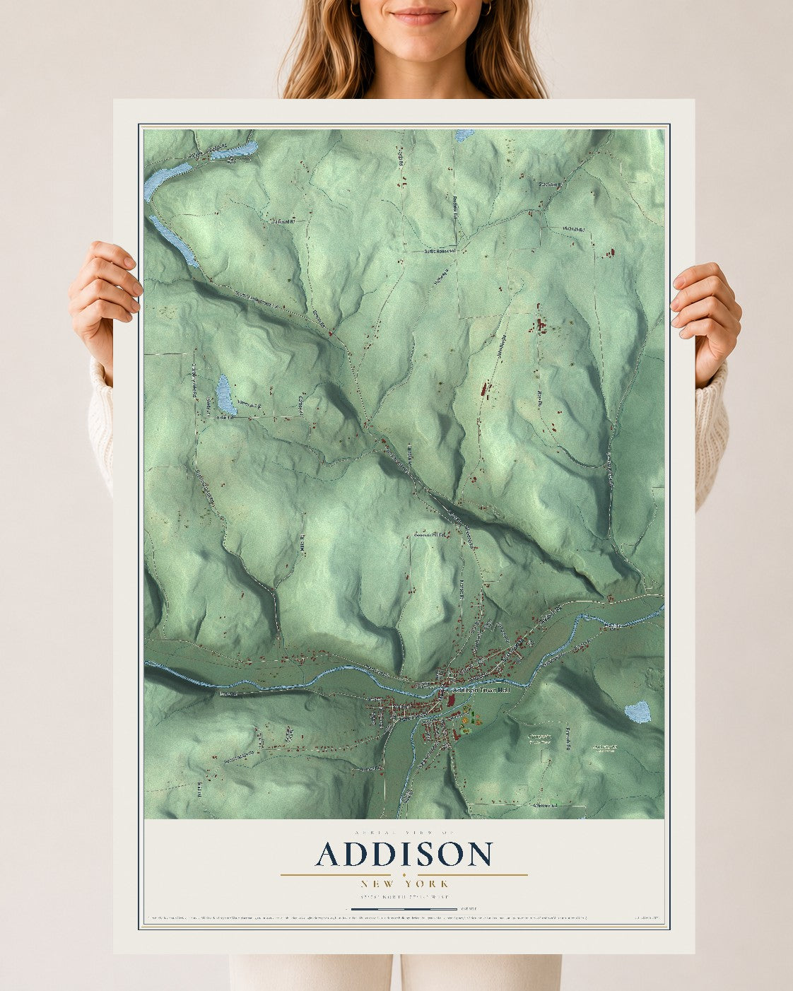 Addison, New York map print, 24" x 36" Archival Matte Print mockup