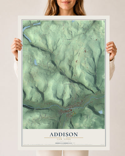 Addison, New York map print, 24" x 36" Archival Matte Print mockup