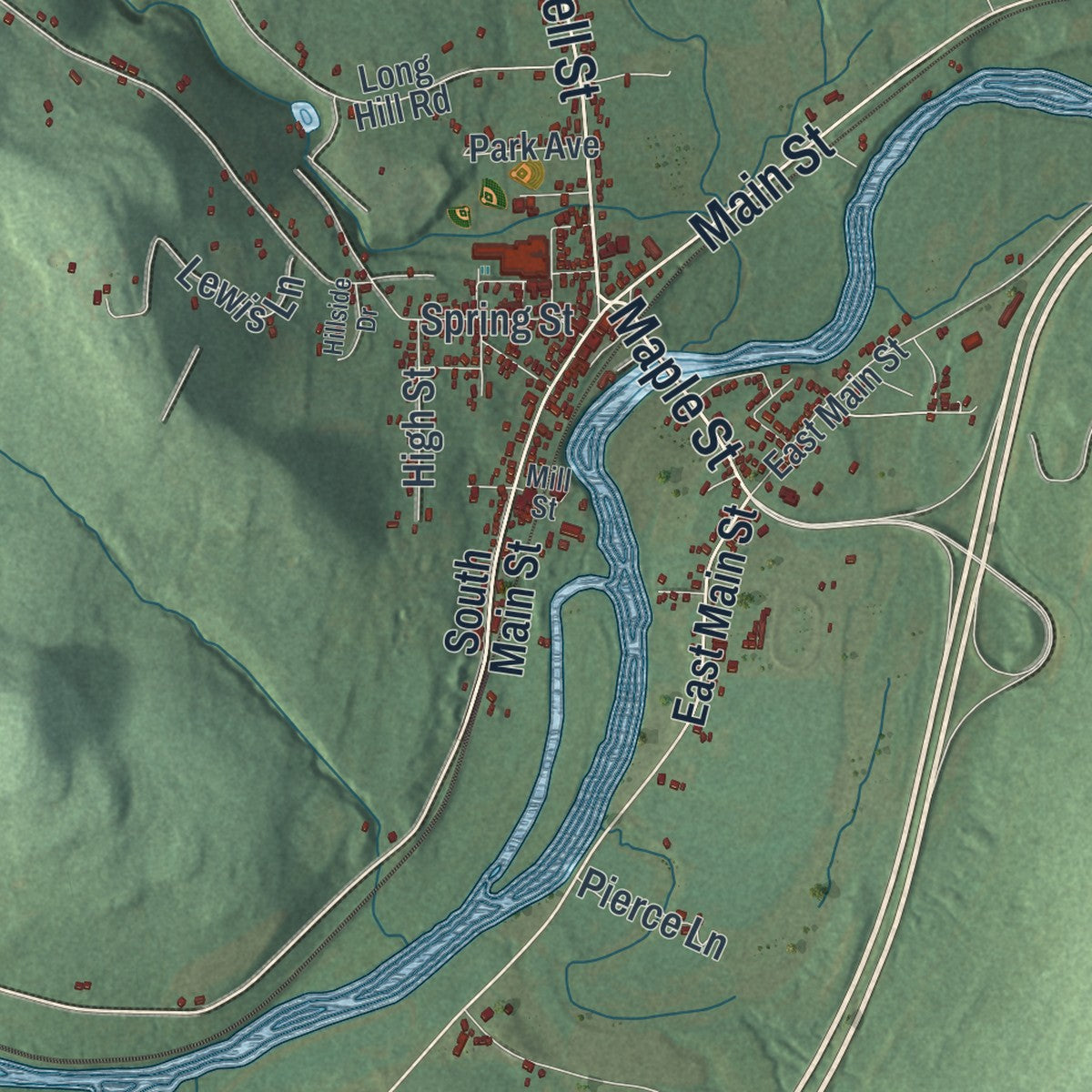 Close-up 1 of the Afton, New York map artwork
