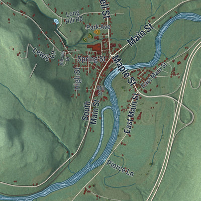 Close-up 1 of the Afton, New York map artwork