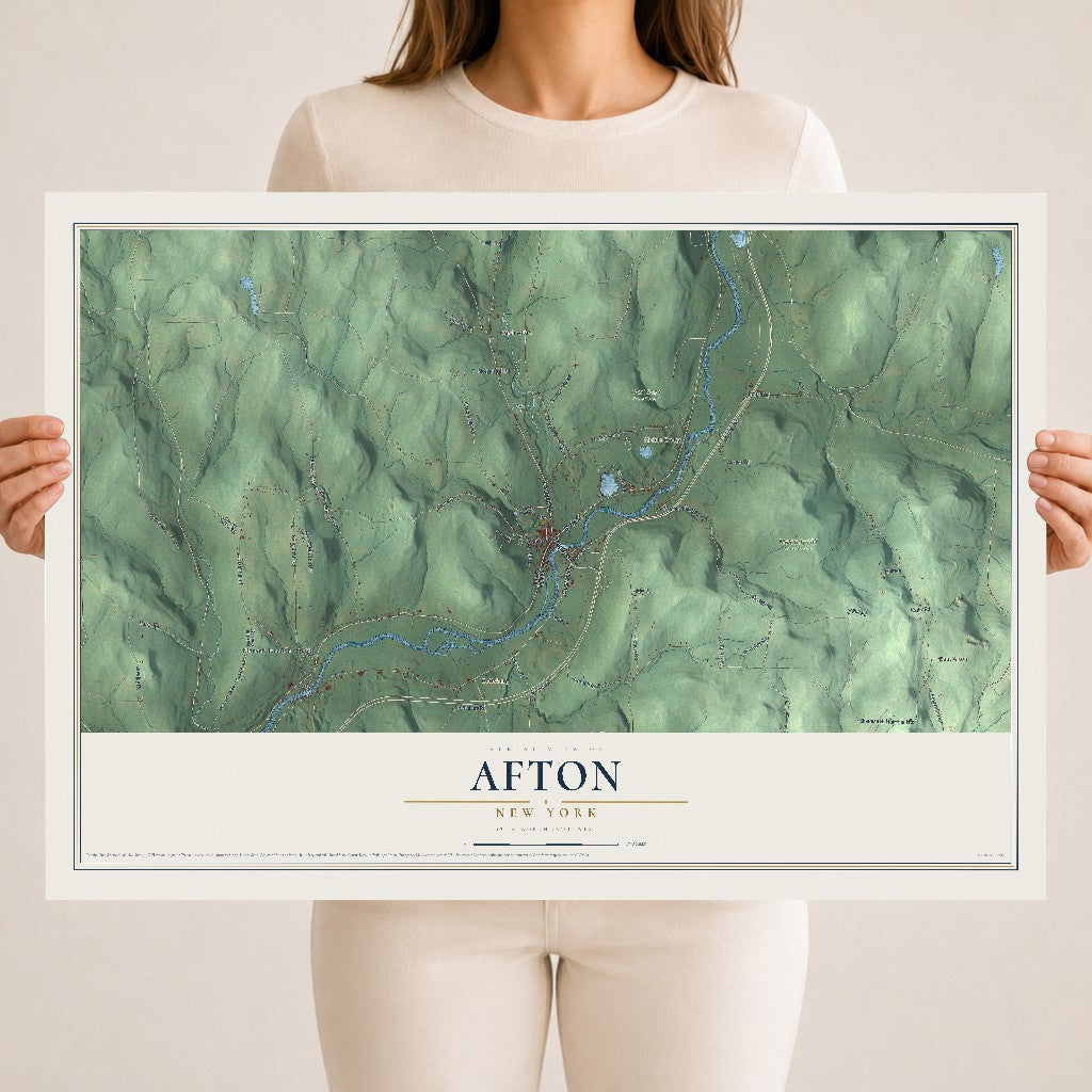 Afton, New York map print, 18" x 24" Archival Matte Print mockup