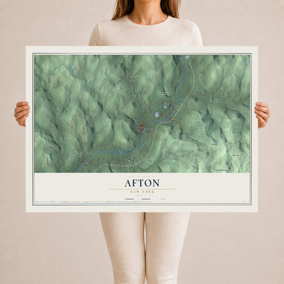 Afton, New York map print, 24" x 36" Archival Matte Print mockup