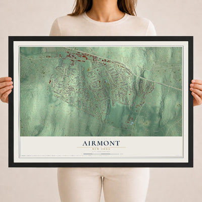 Airmont, New York map print, 18" x 24" W/ Black Ayous Wood Frame mockup