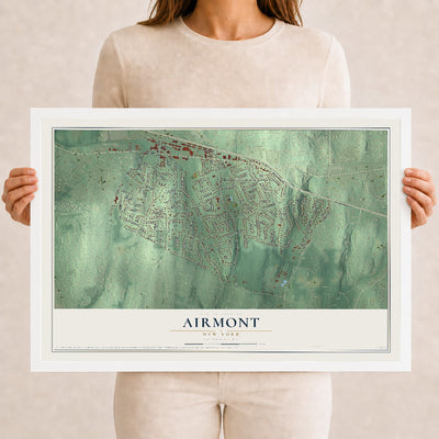 Map of Airmont, New York, 12 x 18 inch print in a white wood frame