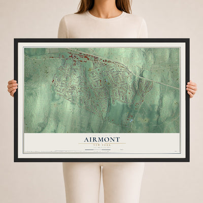 Map of Airmont, New York, 24 x 36 inch print in a black wood frame