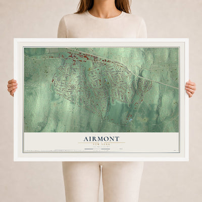 Map of Airmont, New York, 24 x 36 inch print in a white wood frame