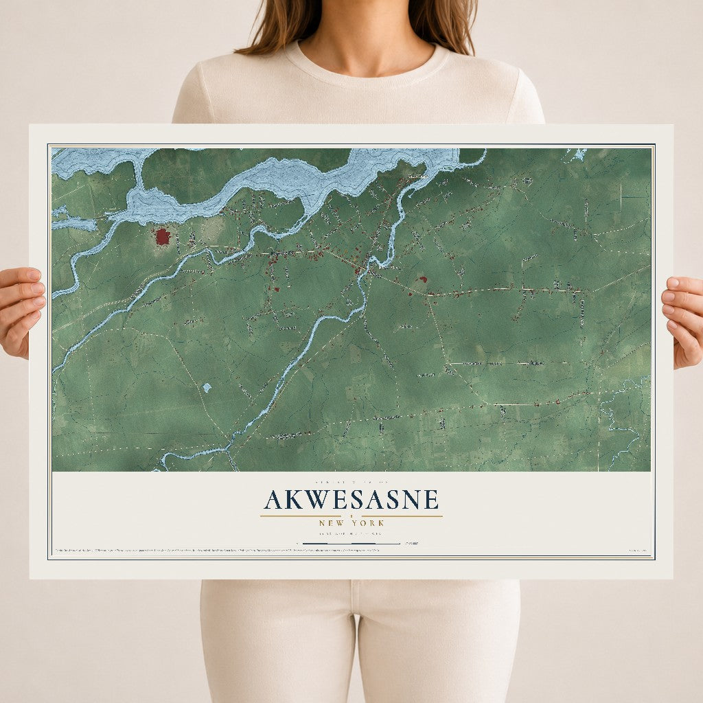Akwesasne, New York map print, 18" x 24" Archival Matte Print mockup