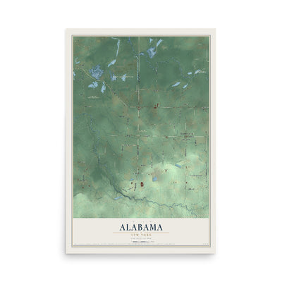 Alabama, New York map print, 12" x 18" Archival Matte Print mockup