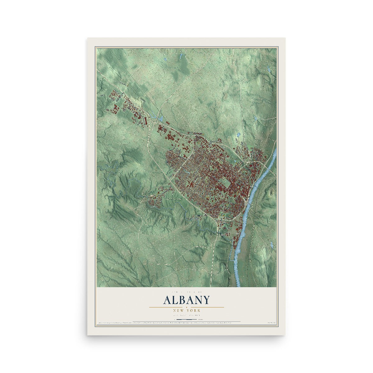 Albany, New York map print, 12" x 18" Archival Matte Print mockup