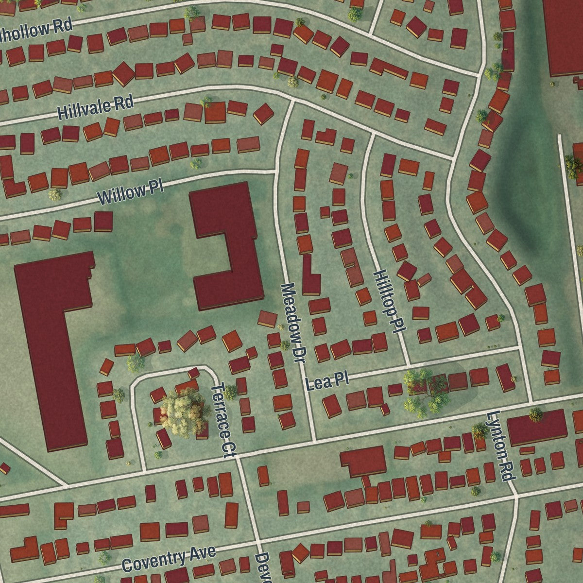 Close-up 2 of the Albertson, New York map artwork