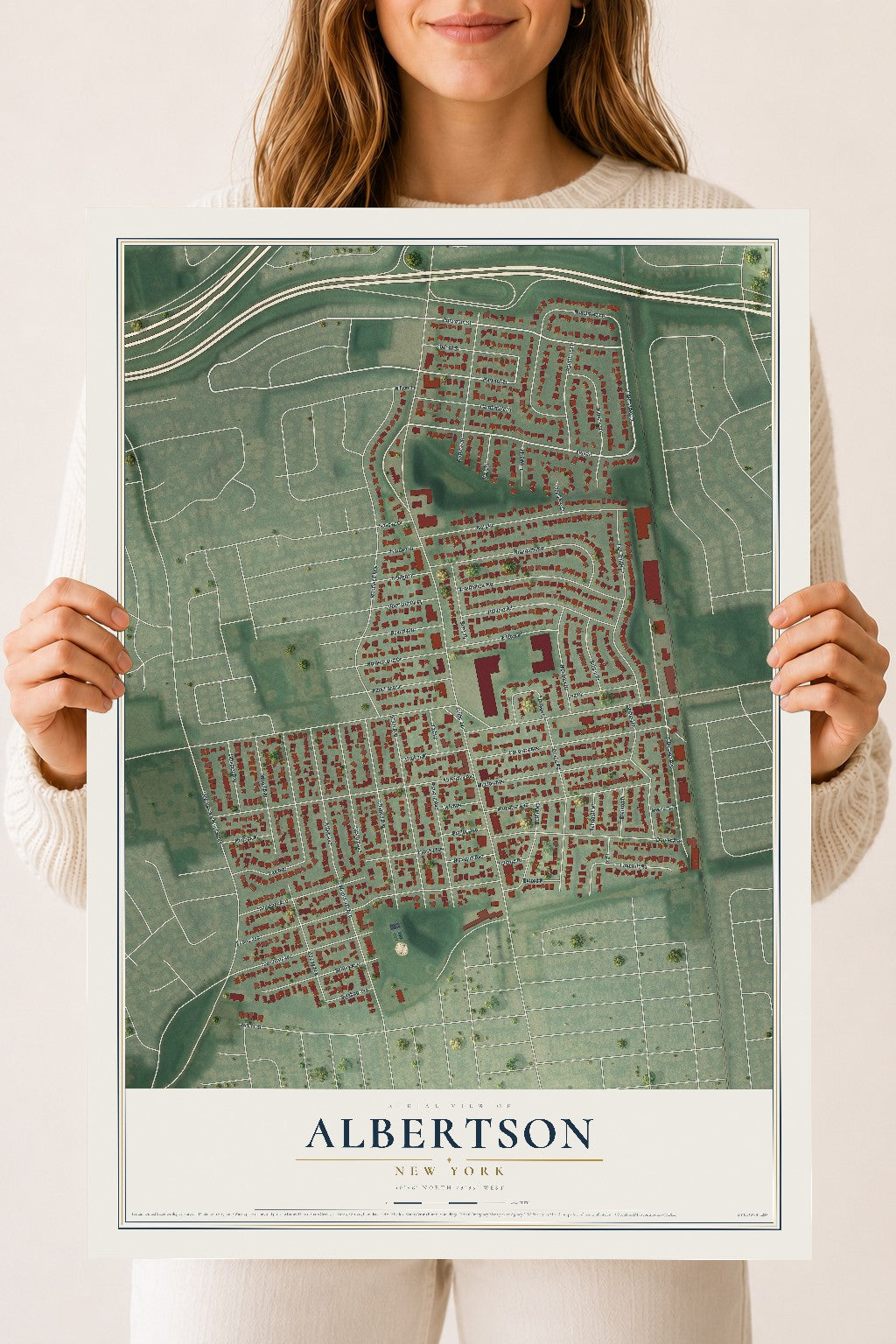 Albertson, New York map print, 18" x 24" Archival Matte Print mockup