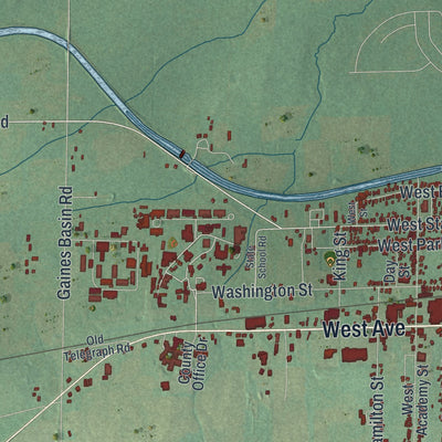 Close-up 1 of the Albion Town (Orleans County), New York map artwork