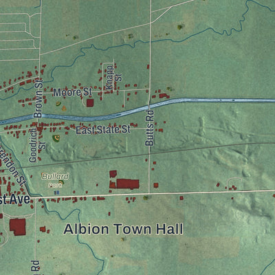 Close-up 2 of the Albion Town (Orleans County), New York map artwork