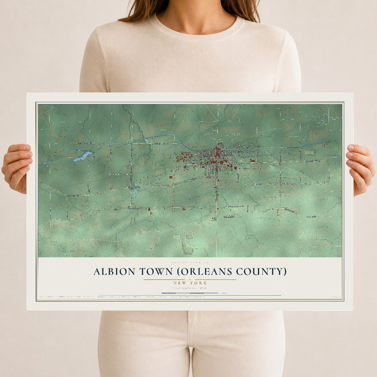 Albion Town (Orleans County), New York map print, 12" x 18" Archival Matte Print mockup