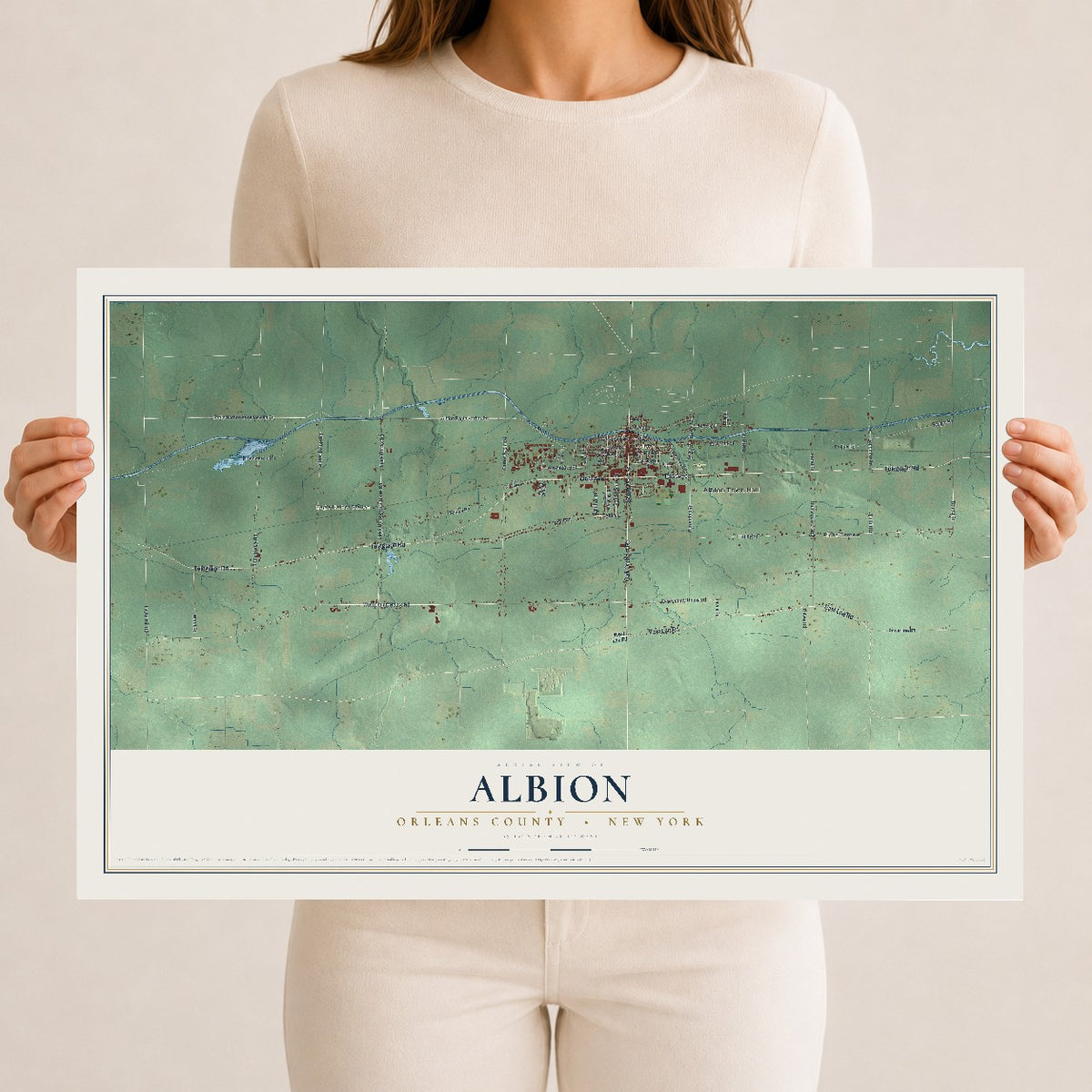 Map of Albion, Orleans County, New York, 12 x 18 inch unframed archival matte print