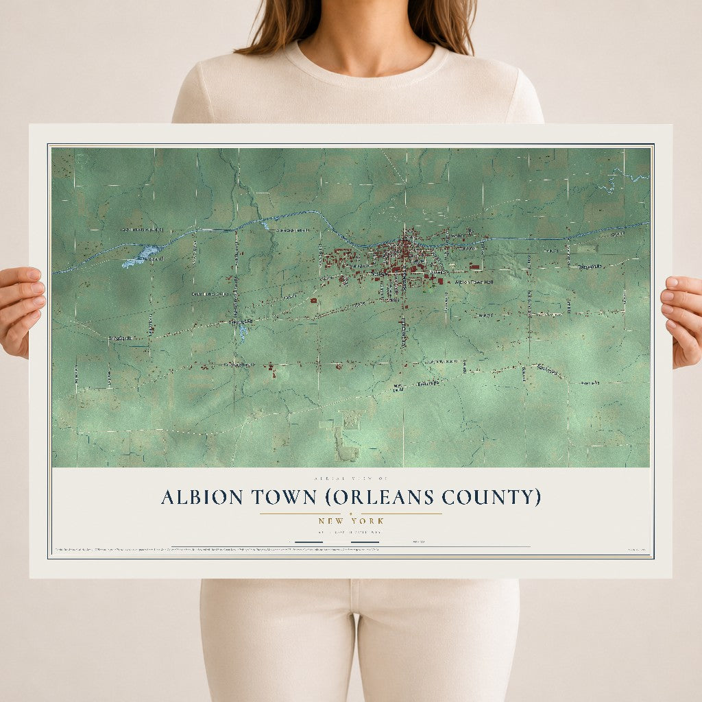 Albion Town (Orleans County), New York map print, 18" x 24" Archival Matte Print mockup