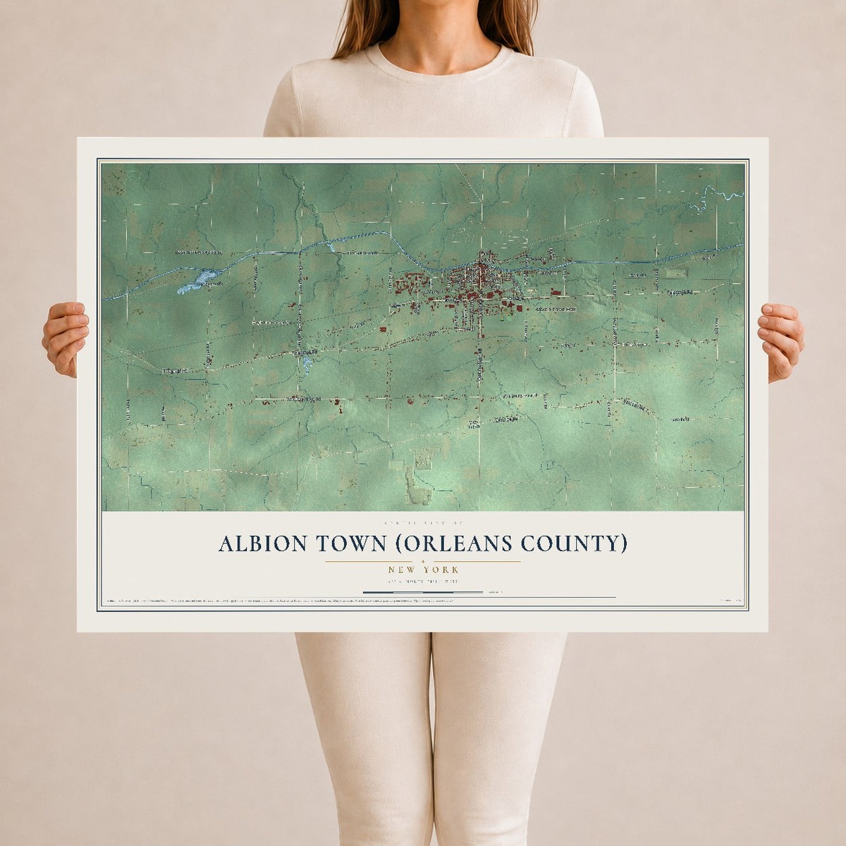 Albion Town (Orleans County), New York map print, 24" x 36" Archival Matte Print mockup