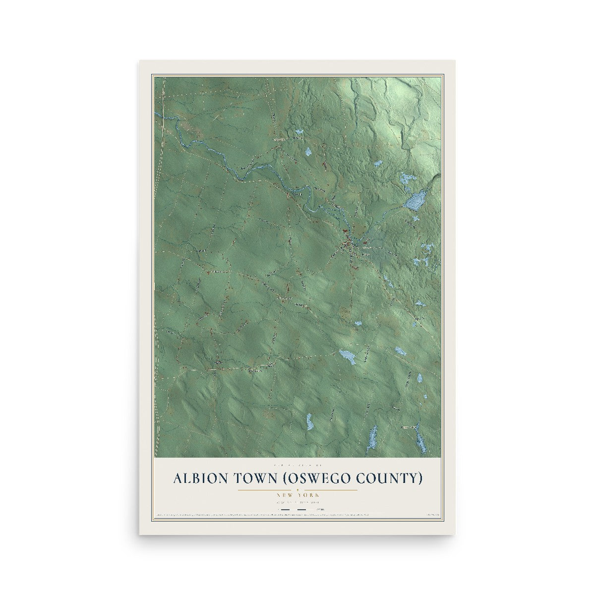 Albion Town (Oswego County), New York map print, 12" x 18" Archival Matte Print mockup