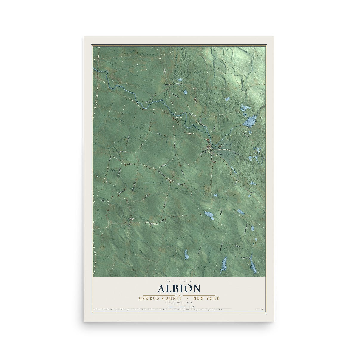 Map of Albion, Oswego County, New York, 12 x 18 inch unframed archival matte print