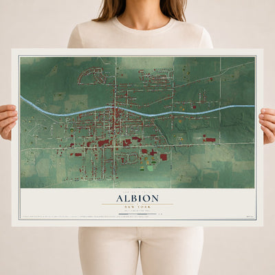 Albion, New York map print, 18" x 24" Archival Matte Print mockup
