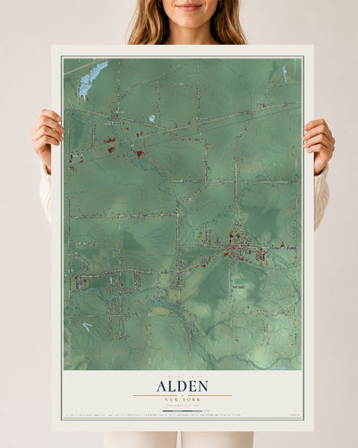Alden, New York map print, 24" x 36" Archival Matte Print mockup
