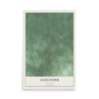 Alexander, New York map print, 12" x 18" Archival Matte Print mockup