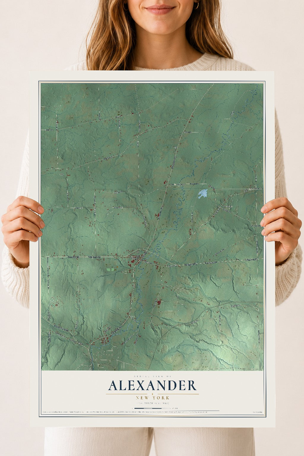 Alexander, New York map print, 18" x 24" Archival Matte Print mockup