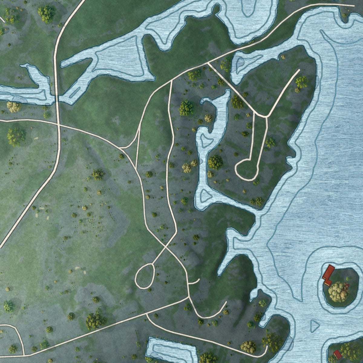 Close-up 2 of the Alexandria Bay, New York map artwork