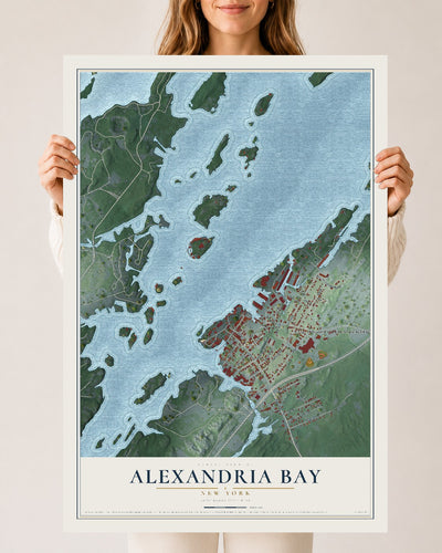 Alexandria Bay, New York map print, 24" x 36" Archival Matte Print mockup