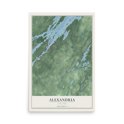 Alexandria, New York map print, 12" x 18" Archival Matte Print mockup