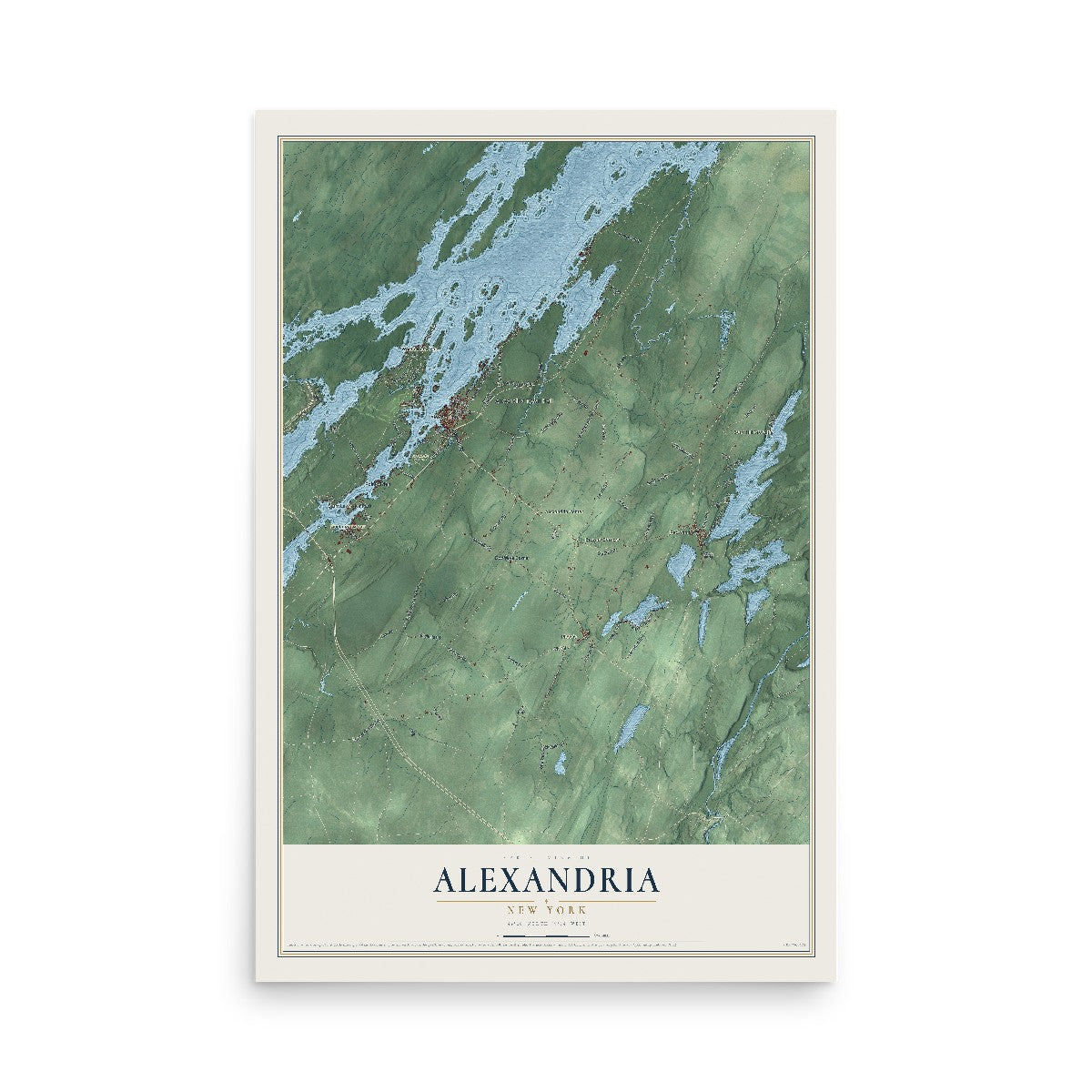 Map of Alexandria, New York, 12 x 18 inch unframed archival matte print