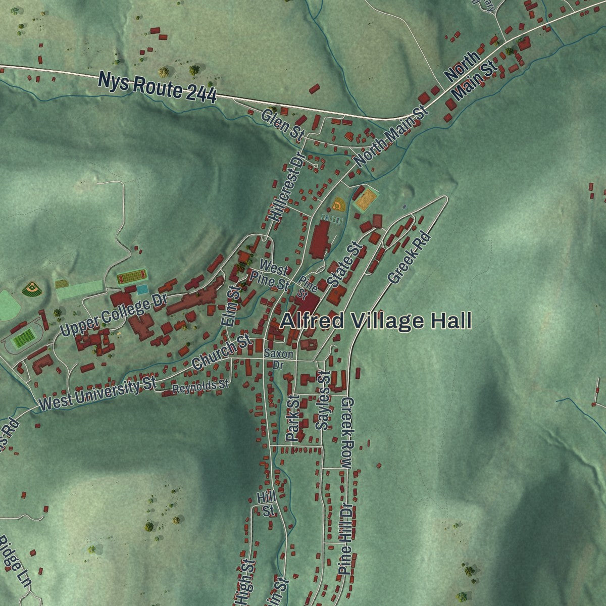 Close-up 1 of the Alfred, New York map artwork