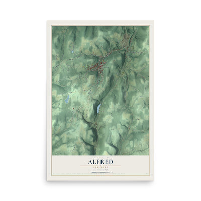 Alfred, New York map print, 12" x 18" Archival Matte Print mockup