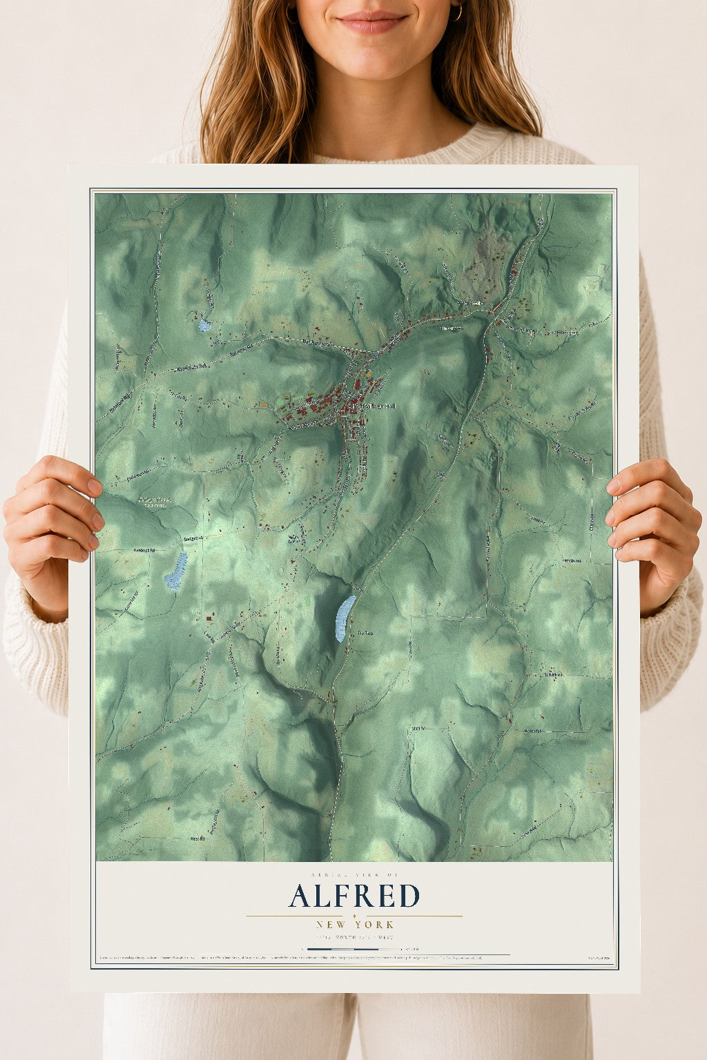 Alfred, New York map print, 18" x 24" Archival Matte Print mockup