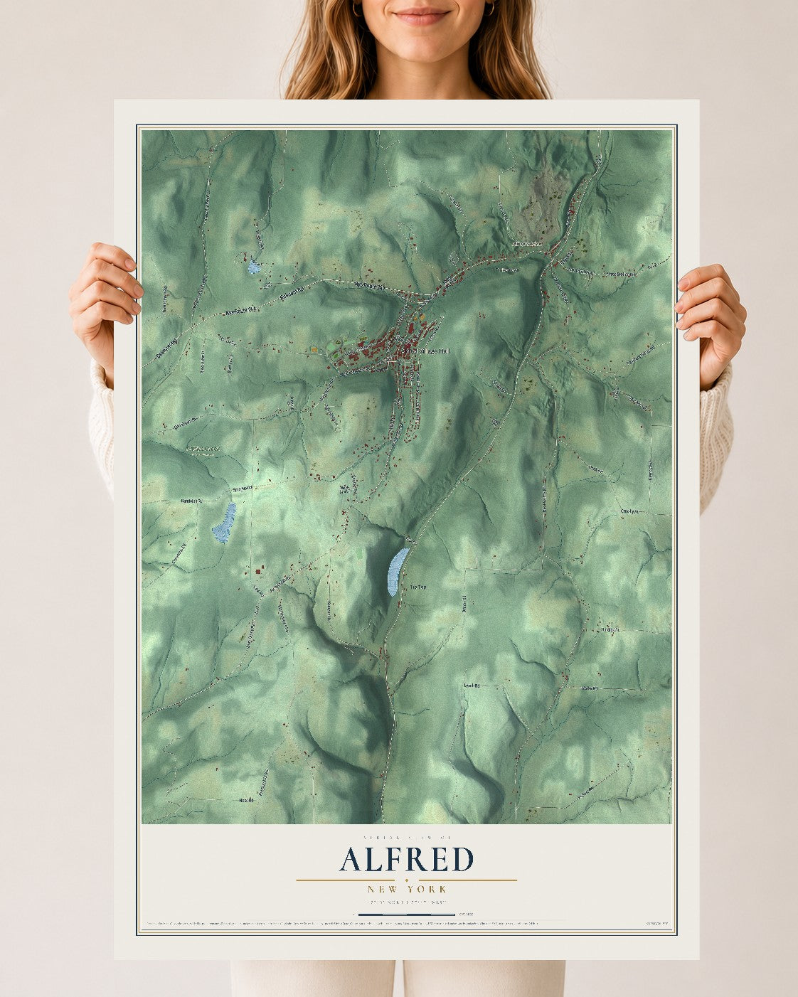Alfred, New York map print, 24" x 36" Archival Matte Print mockup