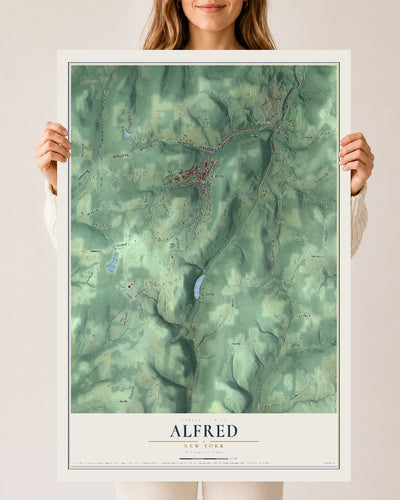 Alfred, New York map print, 24" x 36" Archival Matte Print mockup