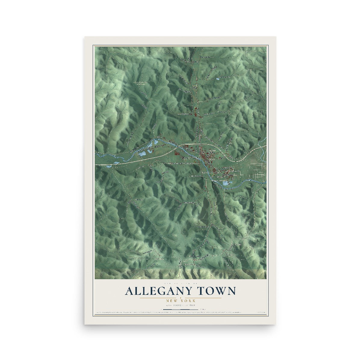Allegany Town, New York map print, 12" x 18" Archival Matte Print mockup