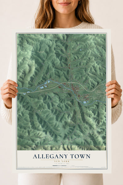 Allegany Town, New York map print, 18" x 24" Archival Matte Print mockup