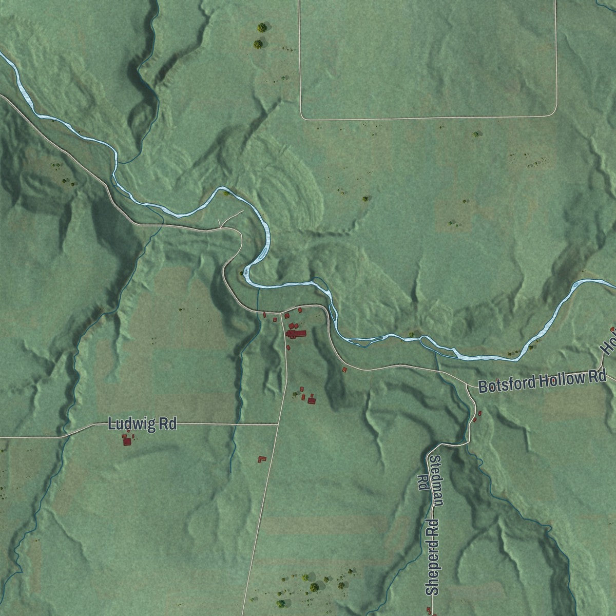 Close-up 1 of the Allen, New York map artwork
