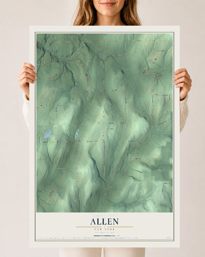 Allen, New York map print, 24" x 36" Archival Matte Print mockup