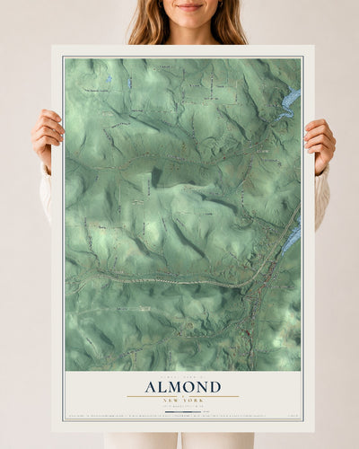 Almond, New York map print, 24" x 36" Archival Matte Print mockup