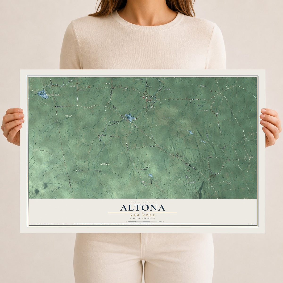 Altona, New York map print, 12" x 18" Archival Matte Print mockup